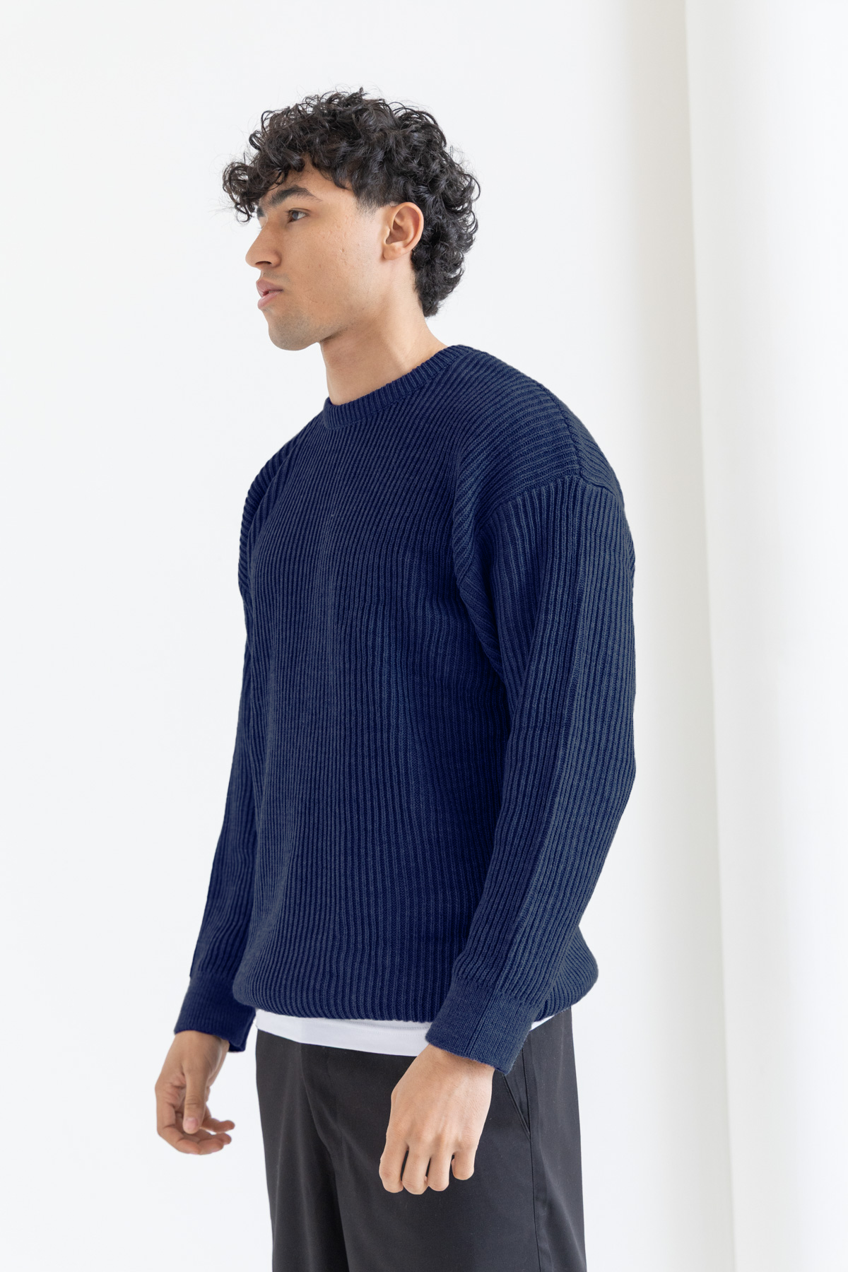 Unisex Navy blue Knitted Sweater