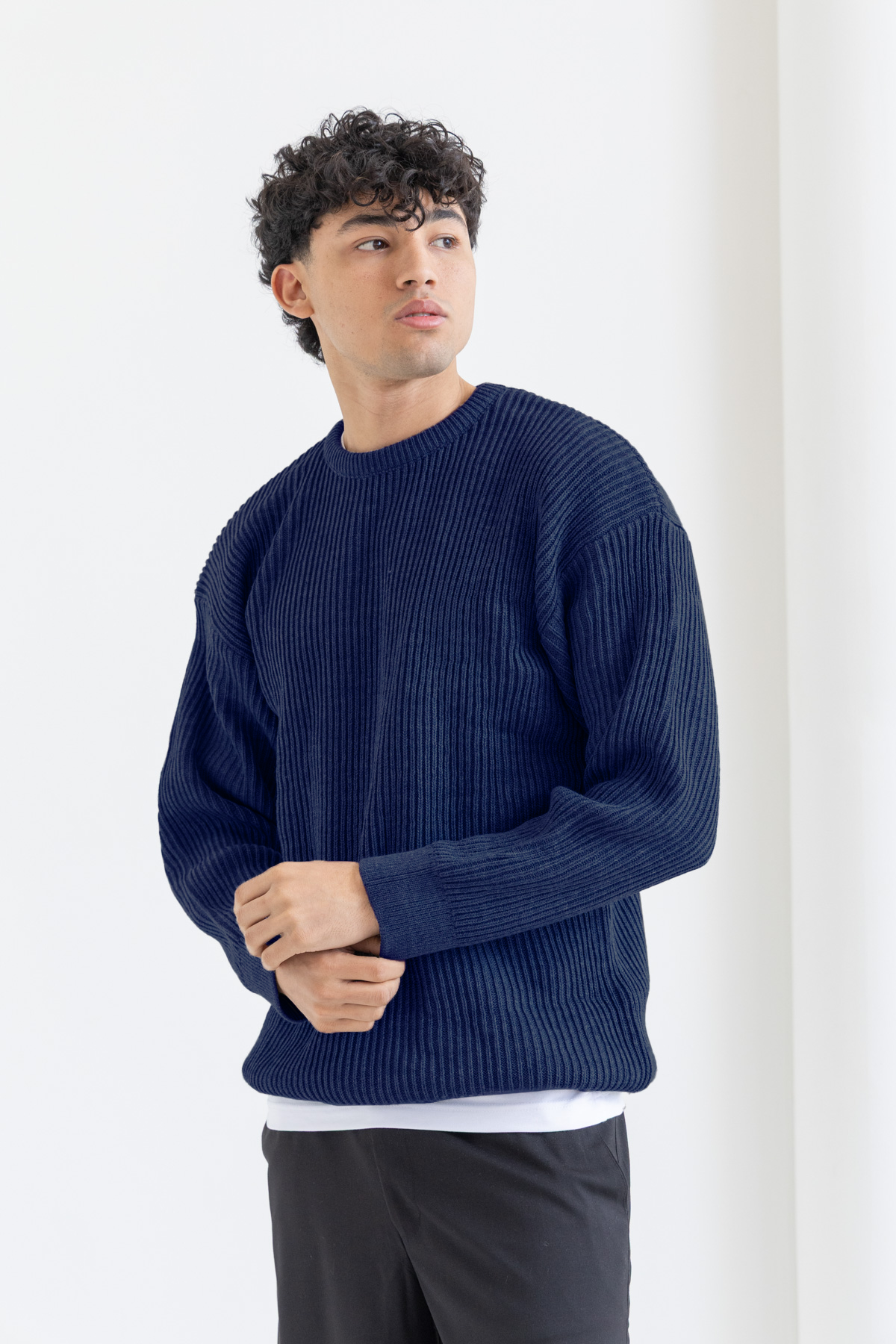 Unisex Navy blue Knitted Sweater