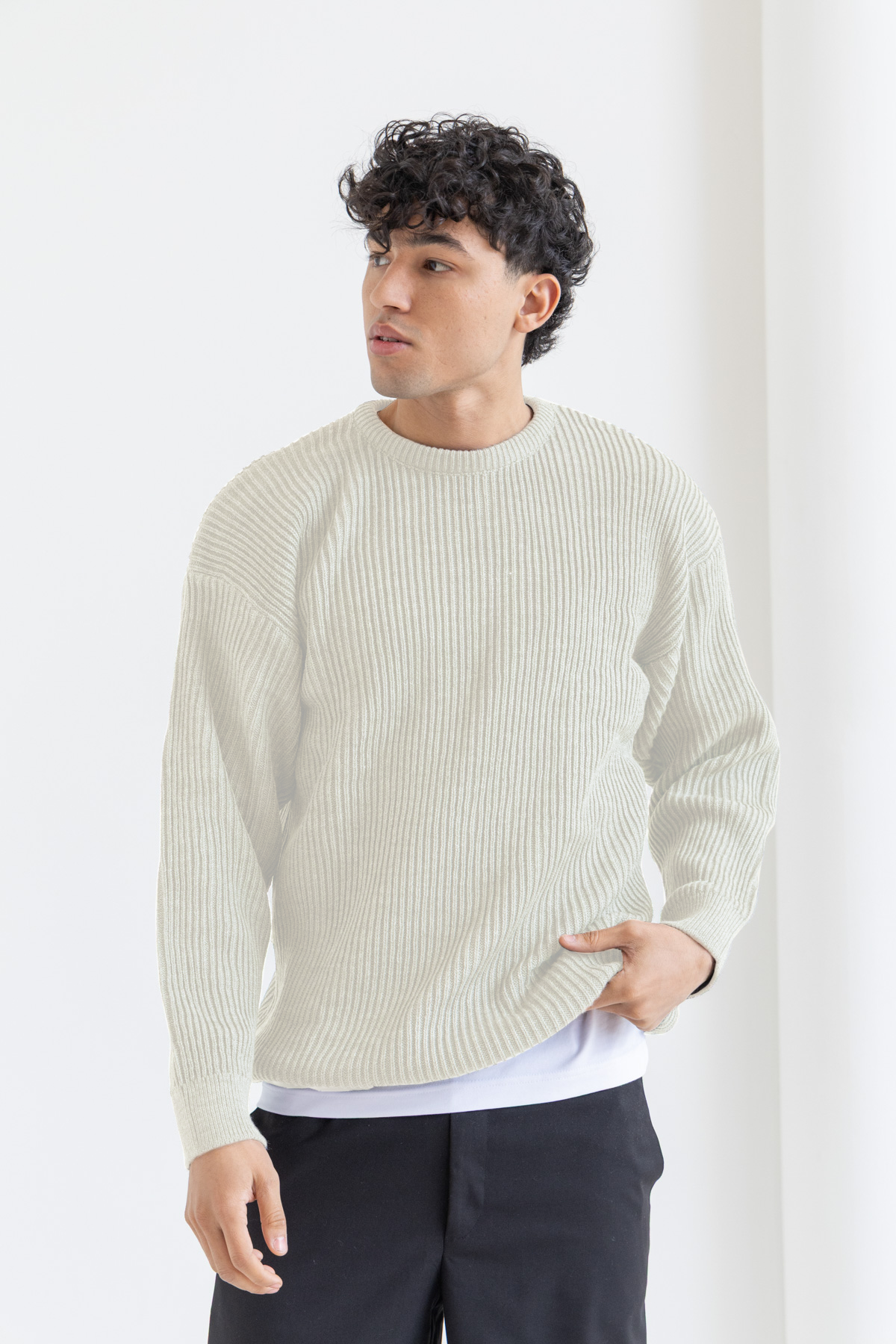 Unisex Beige Knitted Sweater