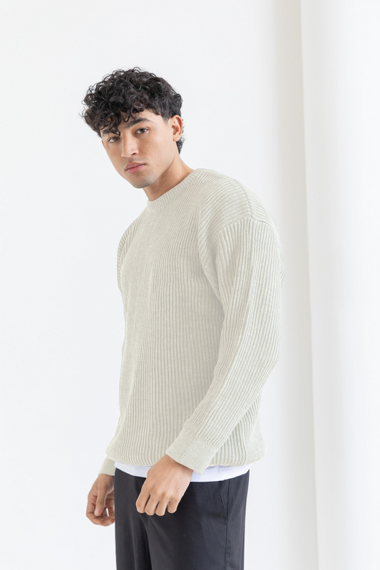 Unisex Beige Knitted Sweater