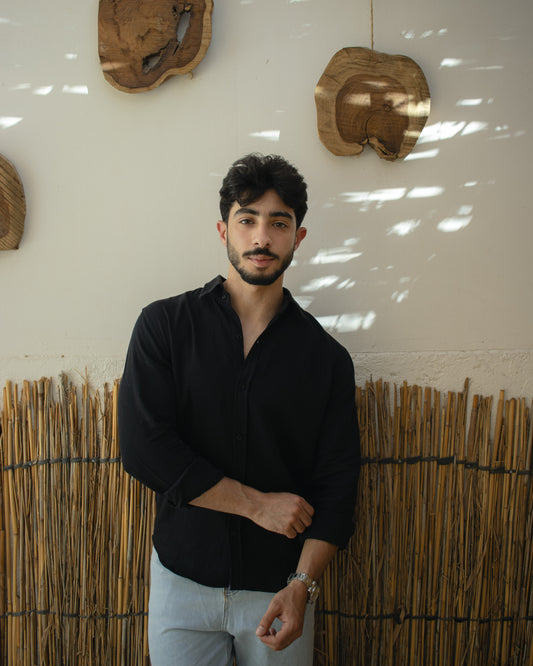 Relaxed black linen shirt