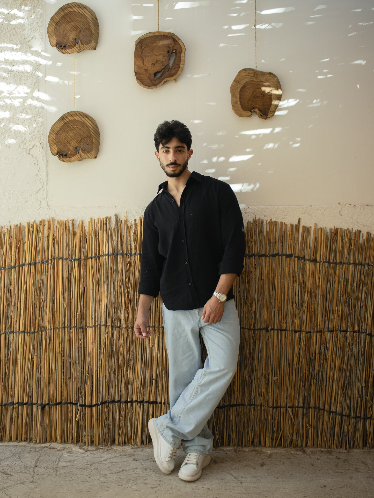 Relaxed black linen shirt