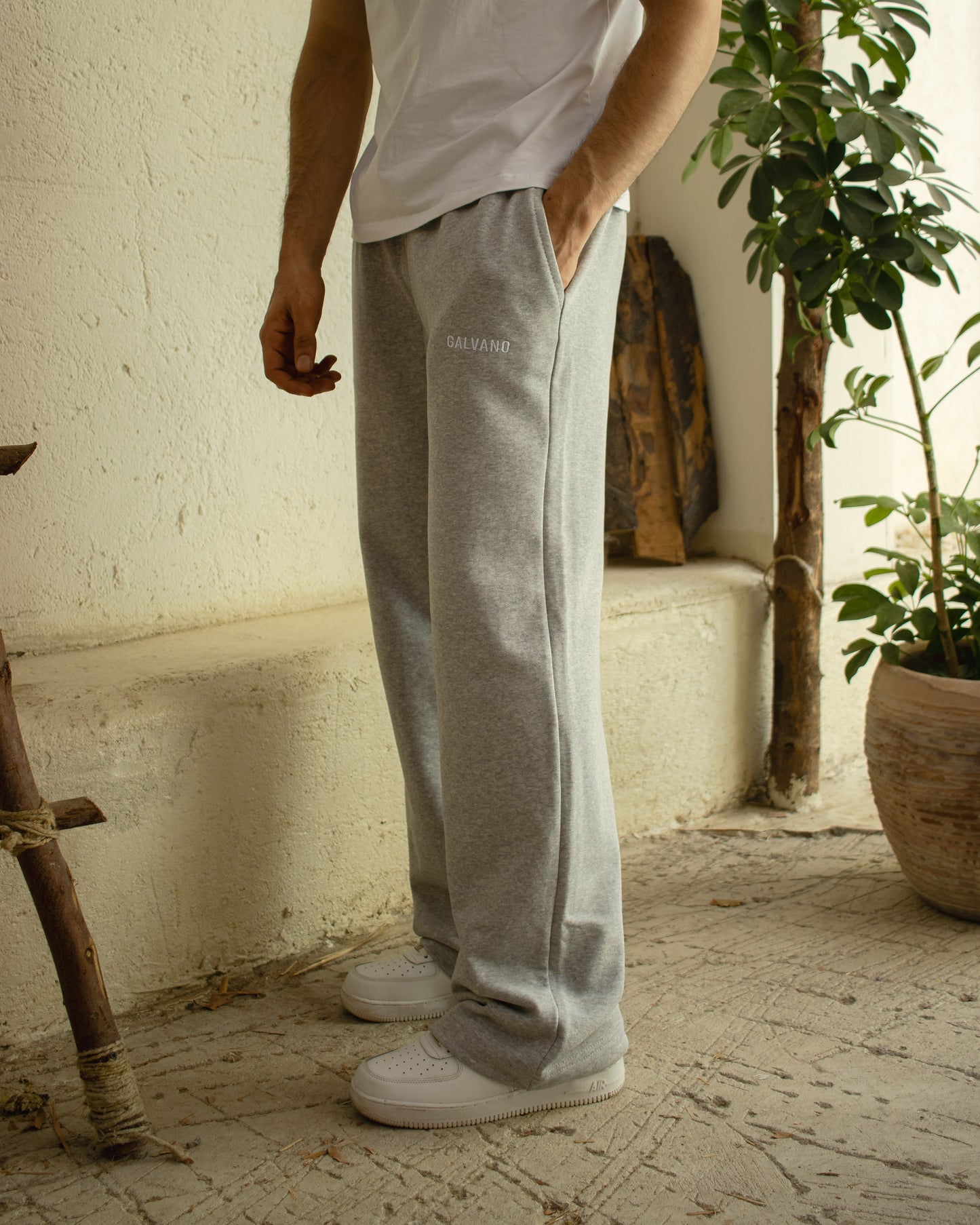 Unisex wide leg gray sweatpants