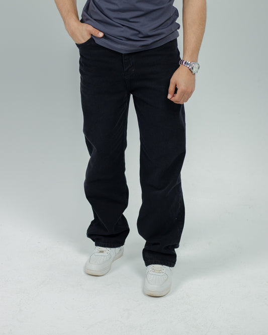Unisex black wide leg jeans