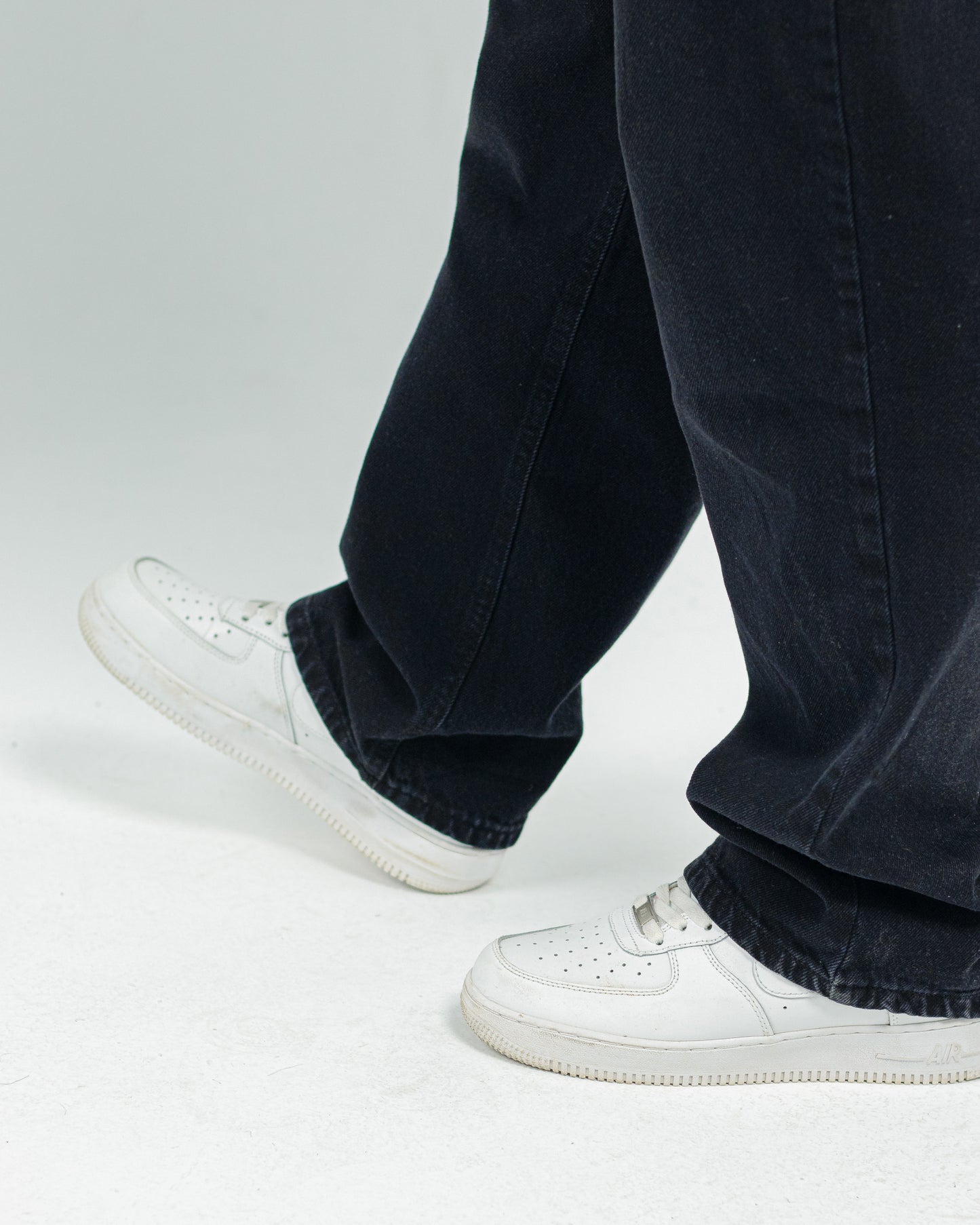 Unisex black wide leg jeans
