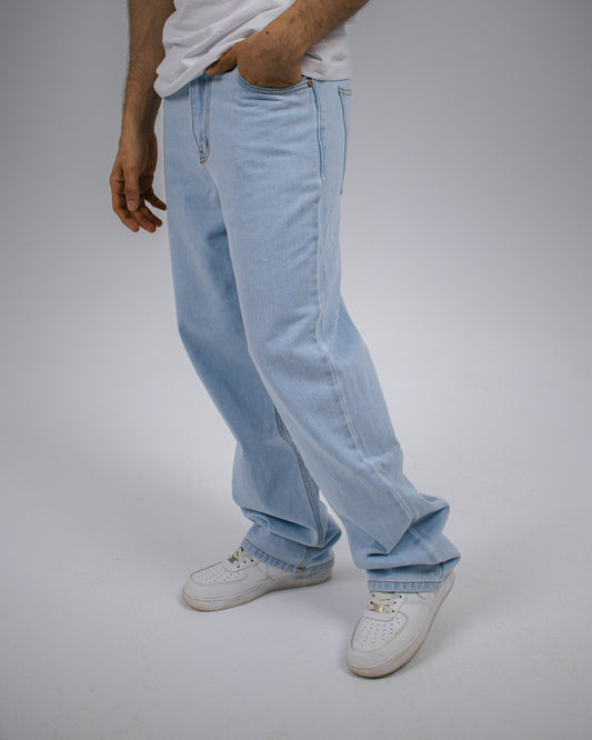 Unisex ice blue wide leg jeans