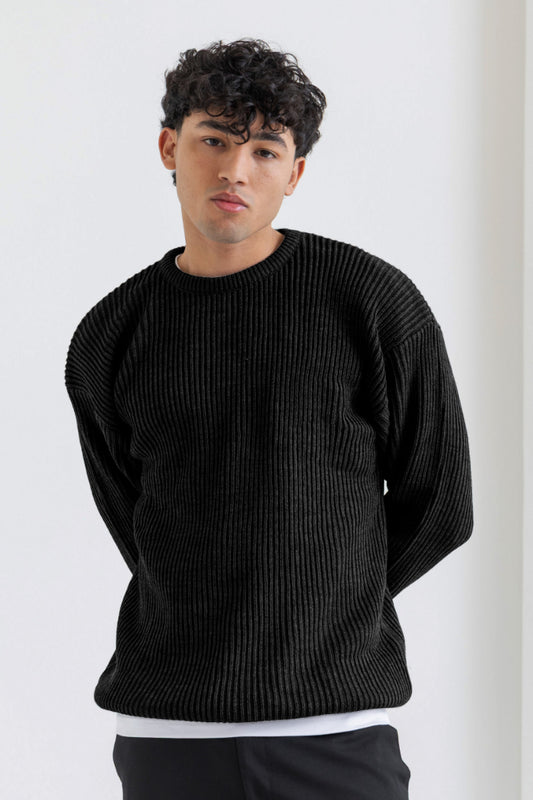 Unisex Black Knitted Sweater