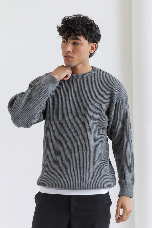 Unisex Gray Knitted Sweater