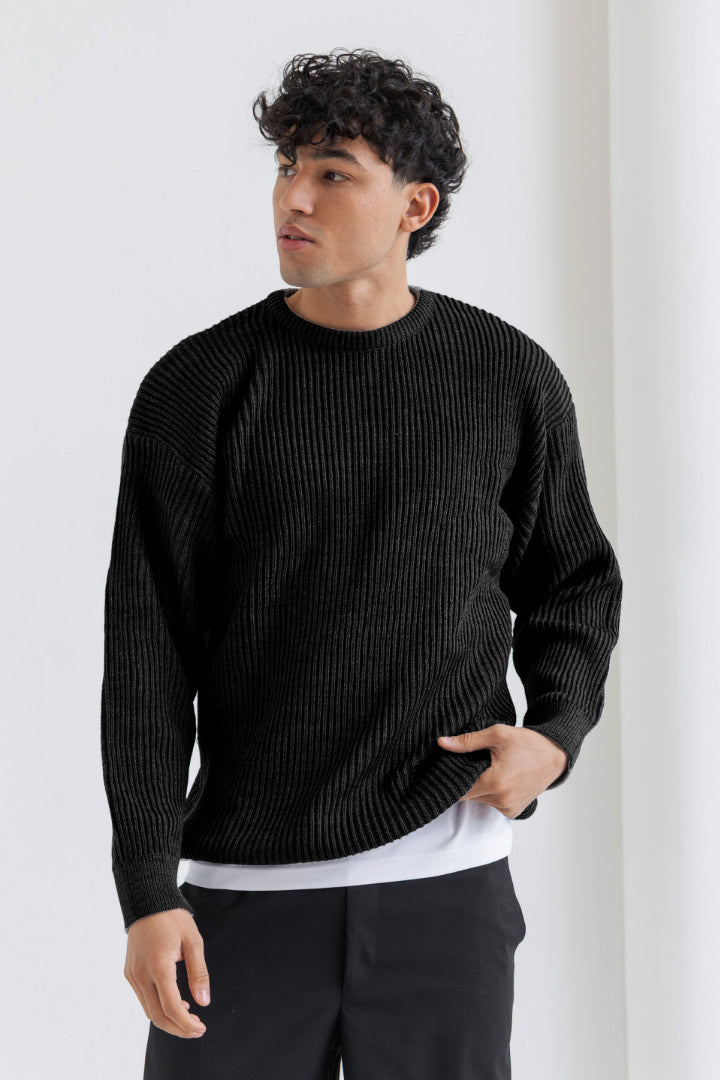 Unisex Black Knitted Sweater