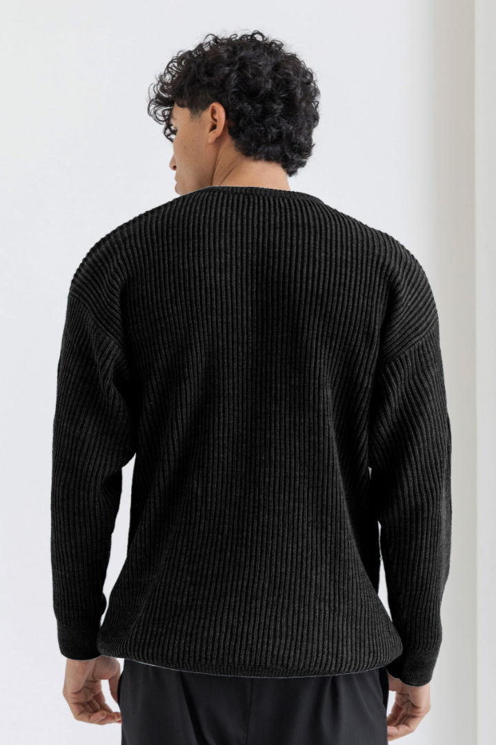 Unisex Black Knitted Sweater