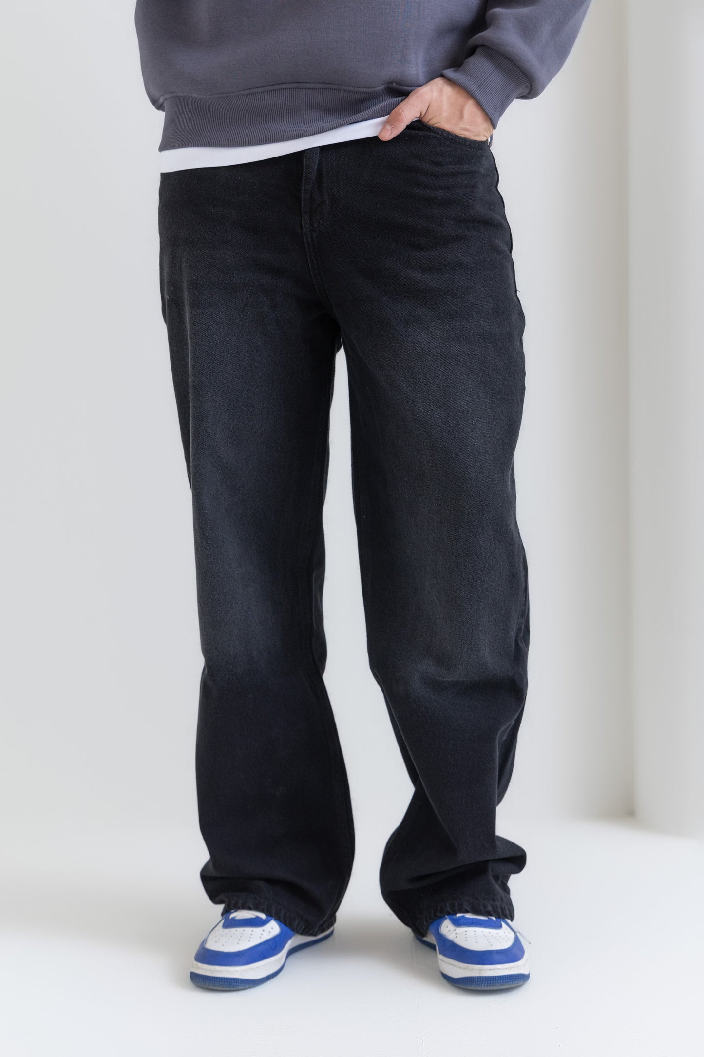 Unisex Black Wide Leg Jeans