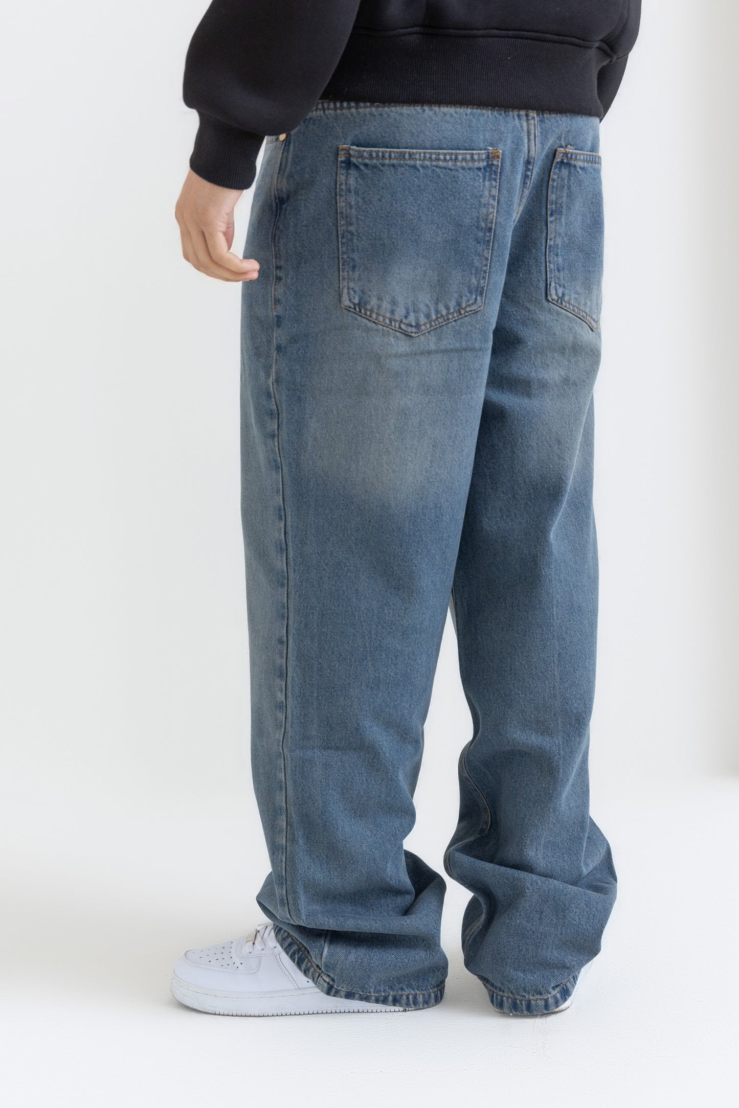 Unisex Dirty Blue Wide Leg Jeans