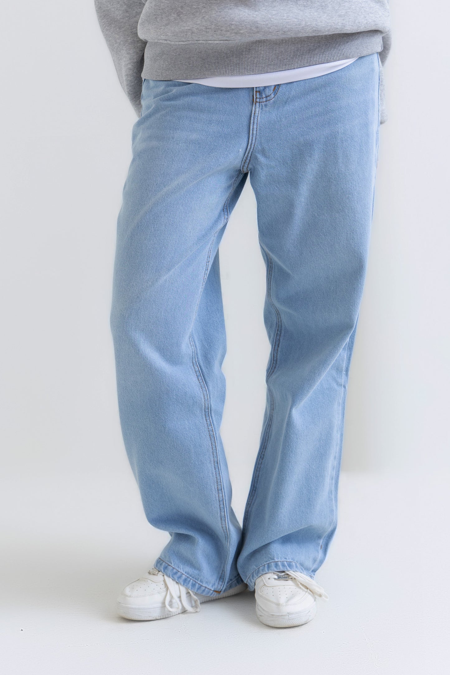 Unisex Ice Blue Wide Leg Jeans