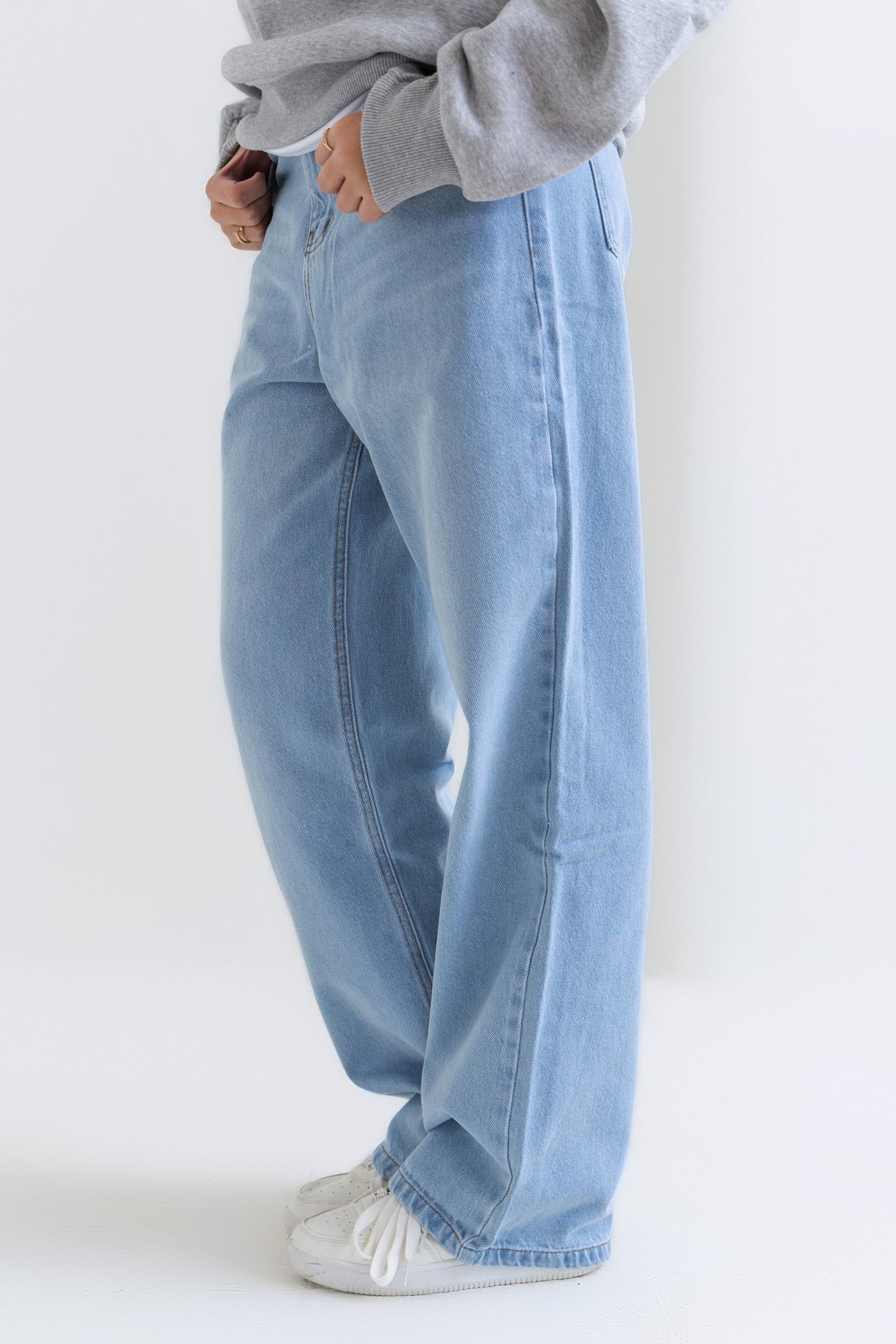 Unisex Ice Blue Wide Leg Jeans