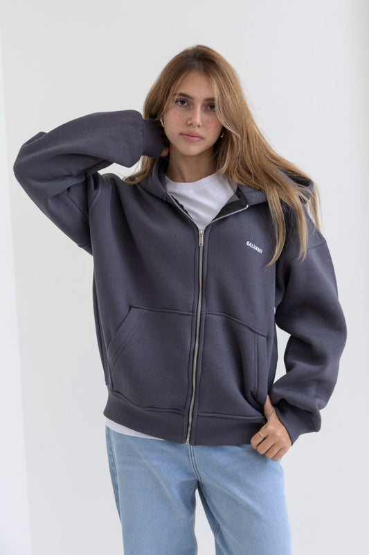 Unisex Dark Gray Zip-up Hoodie