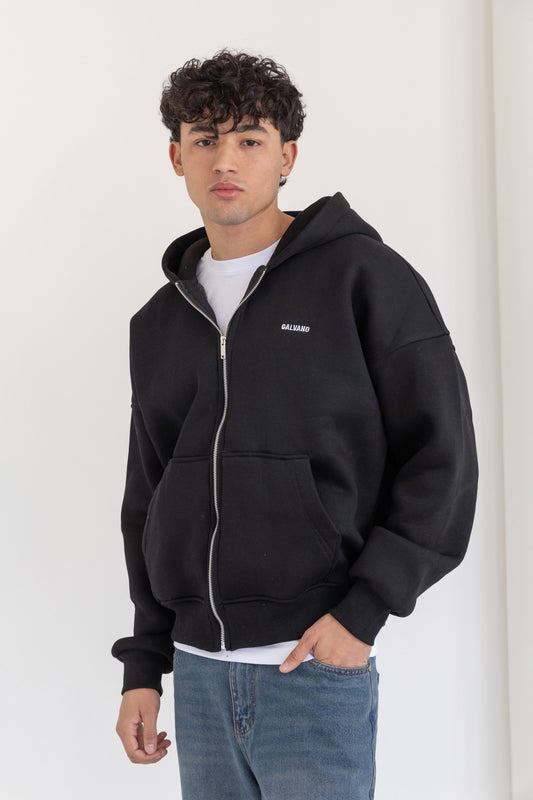 Unisex Black Zip-up Hoodie