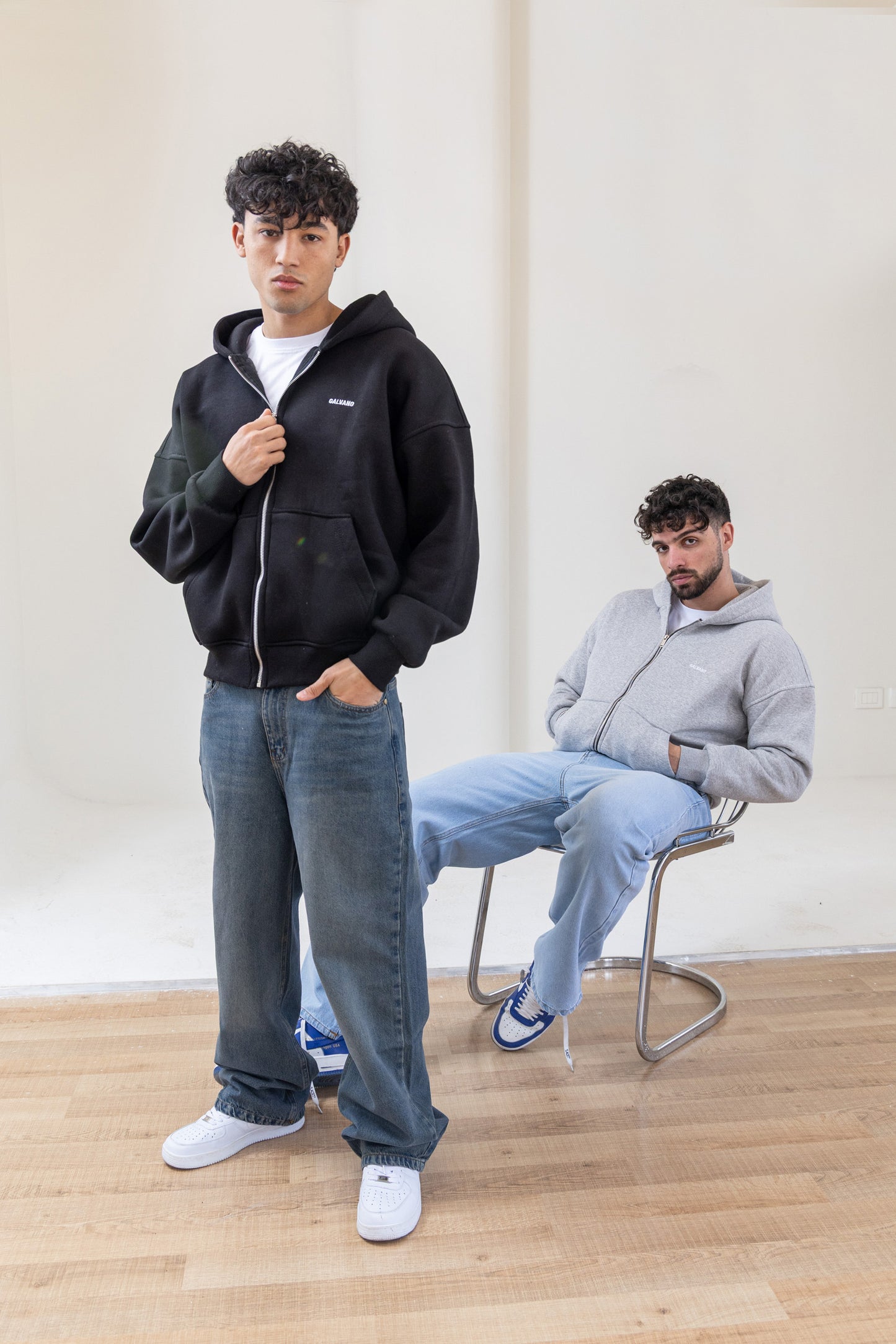 Unisex Dirty Blue Wide Leg Jeans