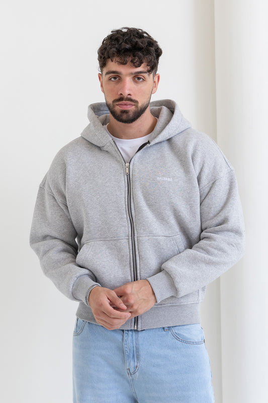 Unisex Light Gray Zip-up Hoodie