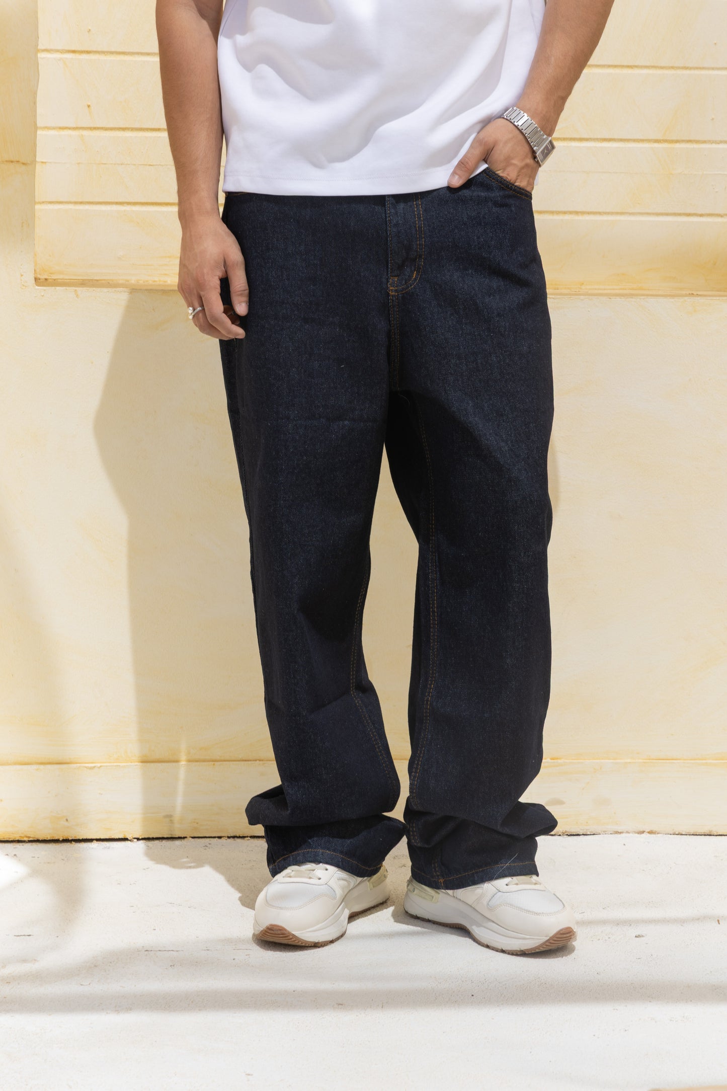 Unisex Raw Wide Leg Jeans