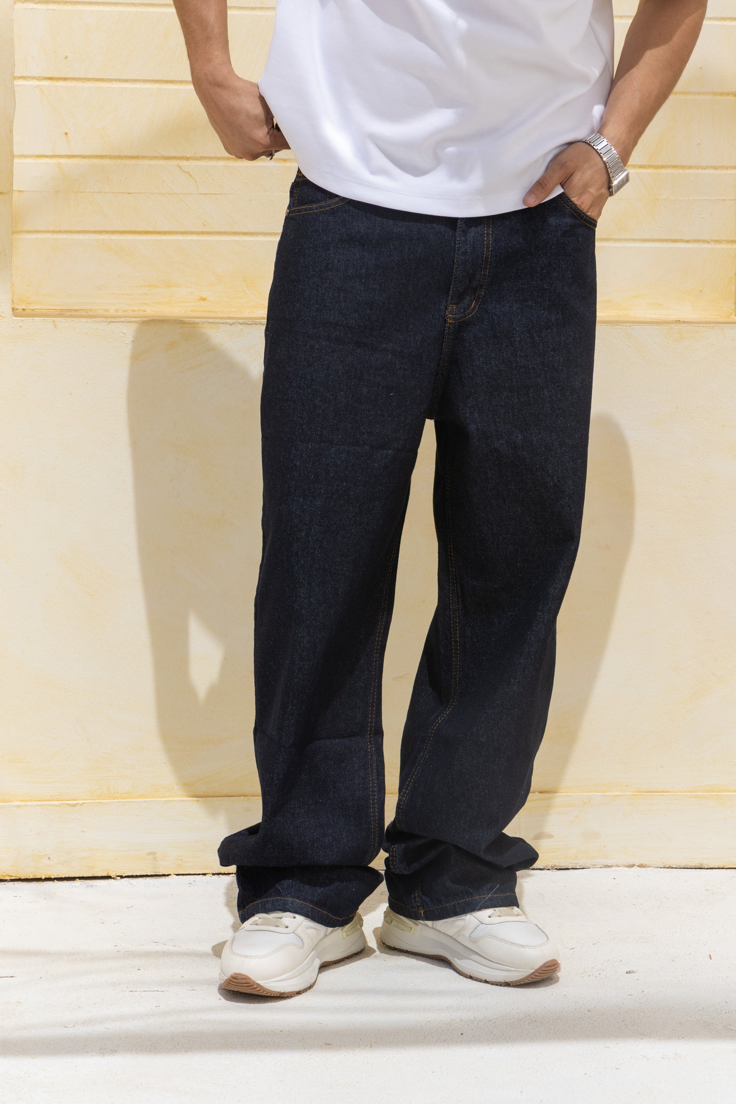 Unisex Raw Wide Leg Jeans