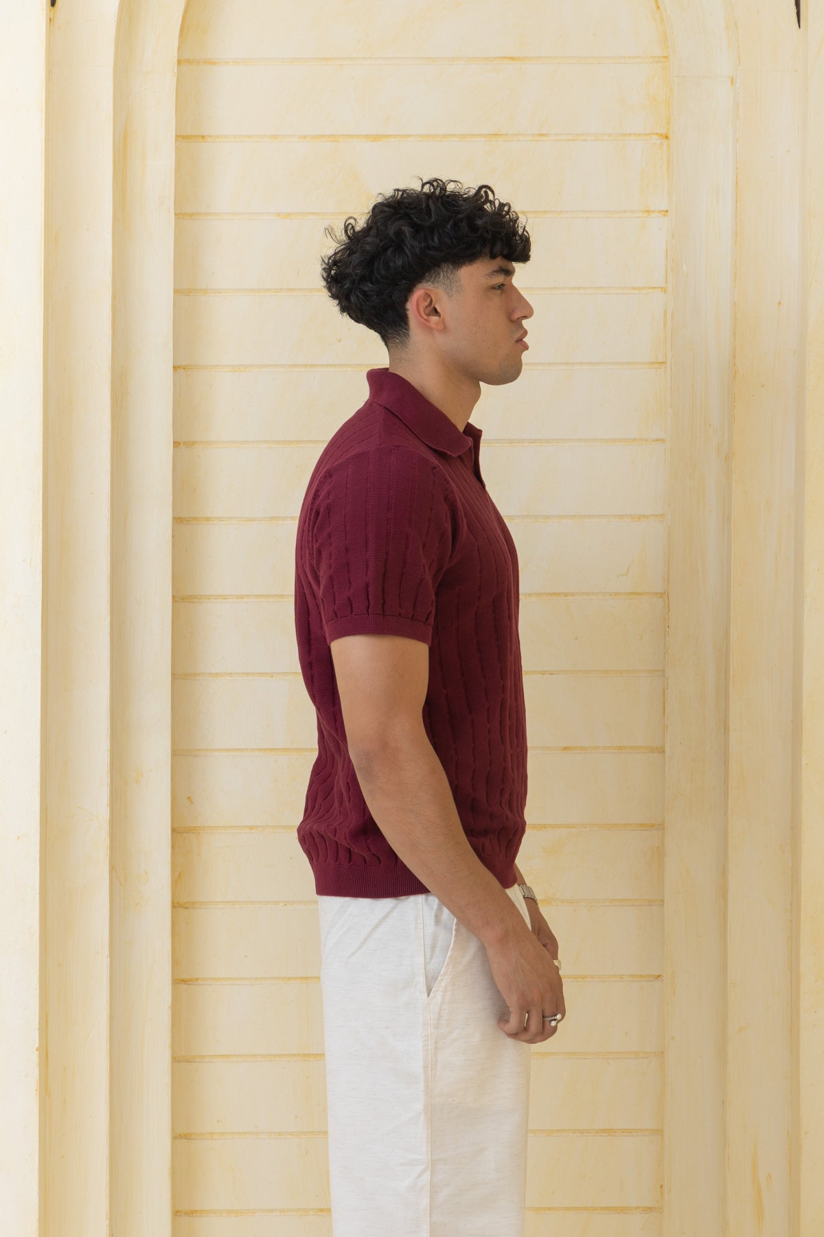 Unisex burgundy knitted polo