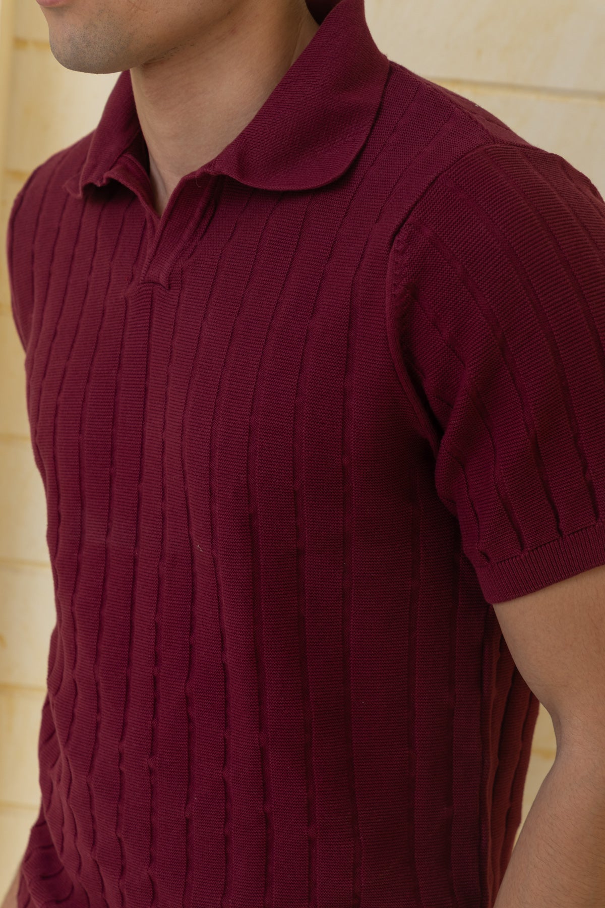Unisex burgundy knitted polo