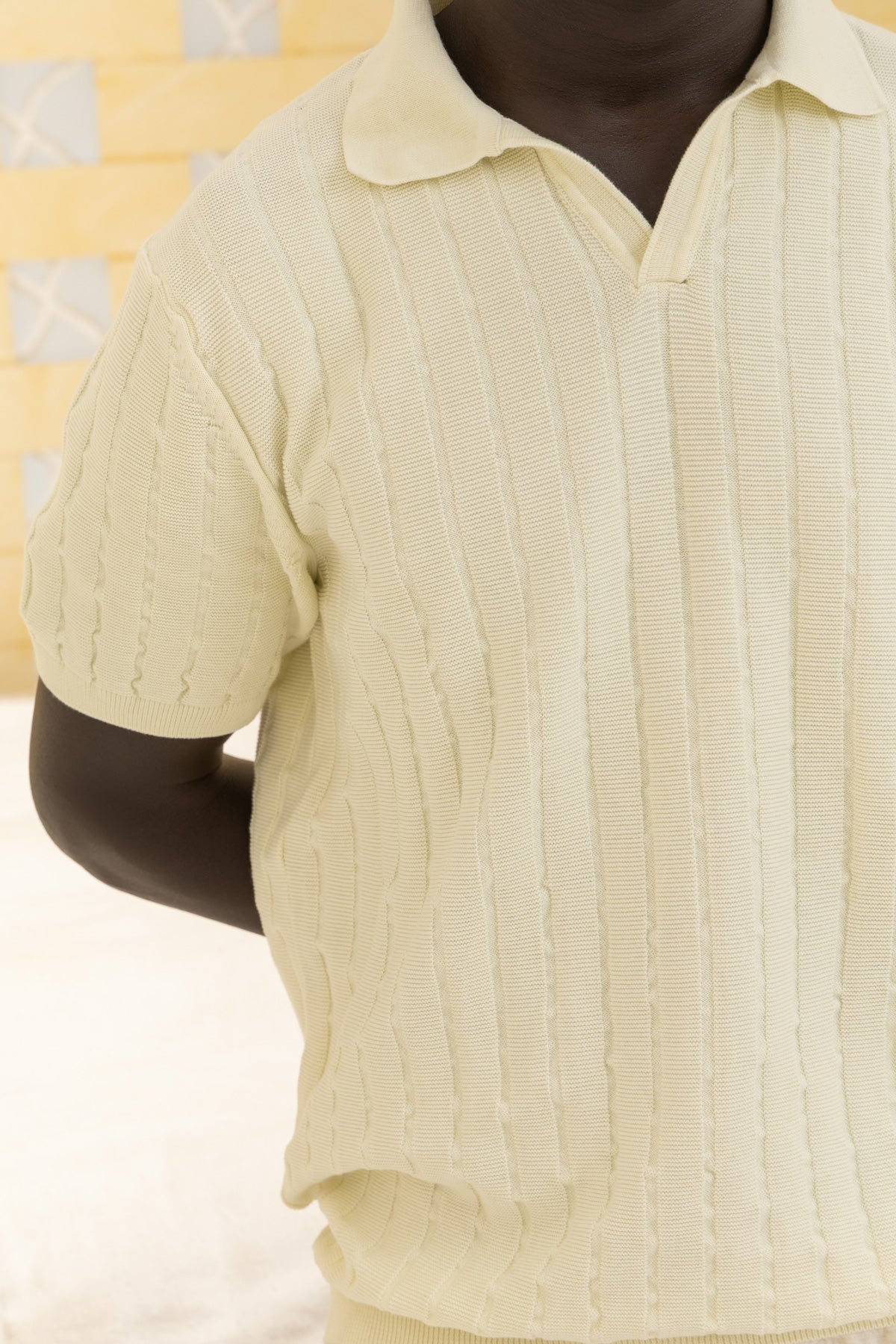 Unisex off-white knitted polo