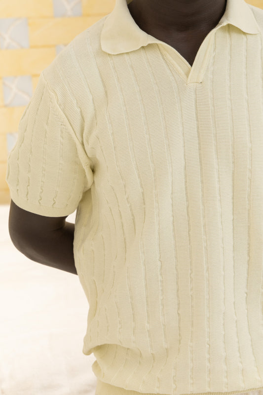 Unisex off-white knitted polo