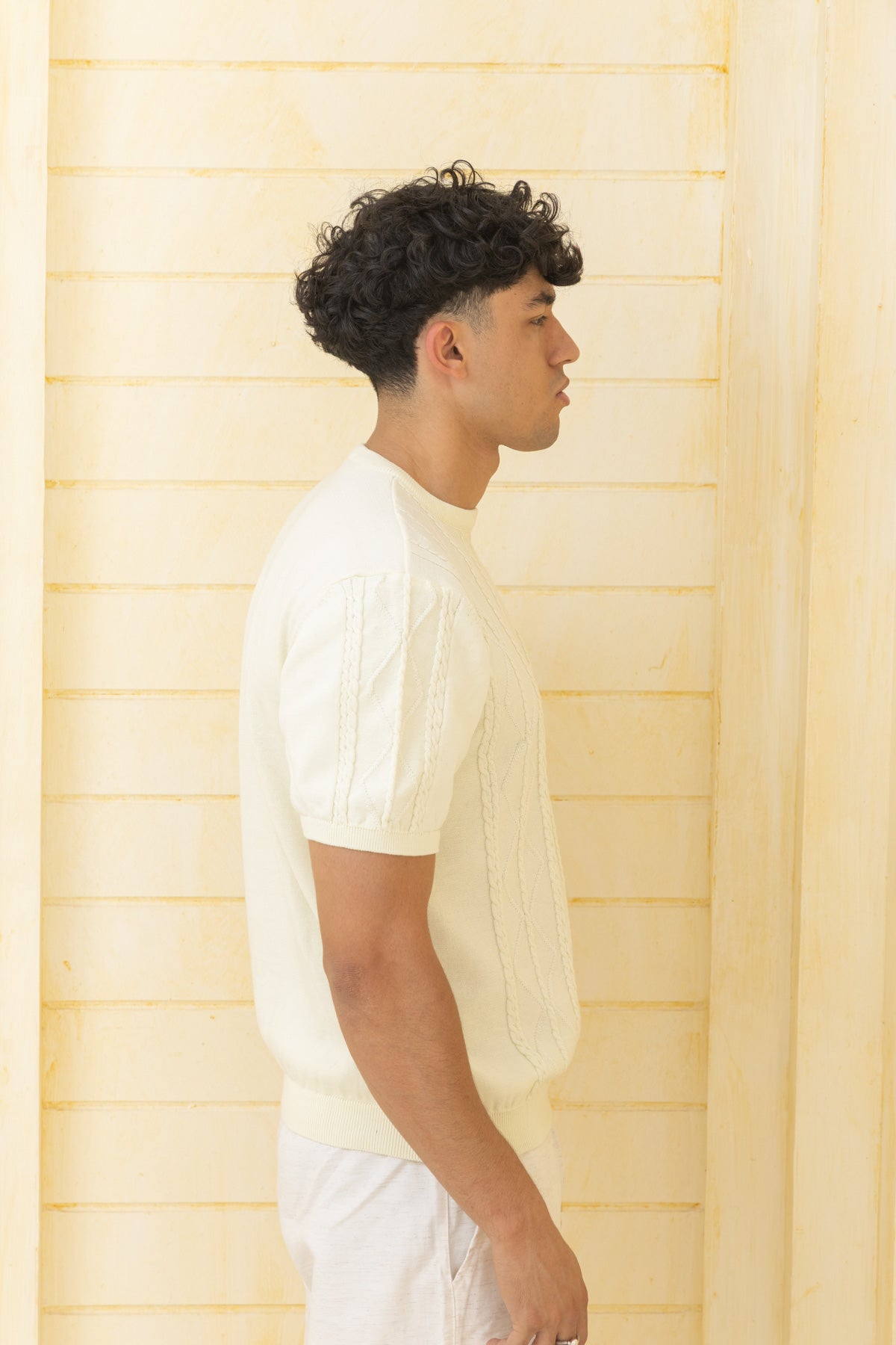 SLIM FIT TEXTURED KNIT T-SHIRT