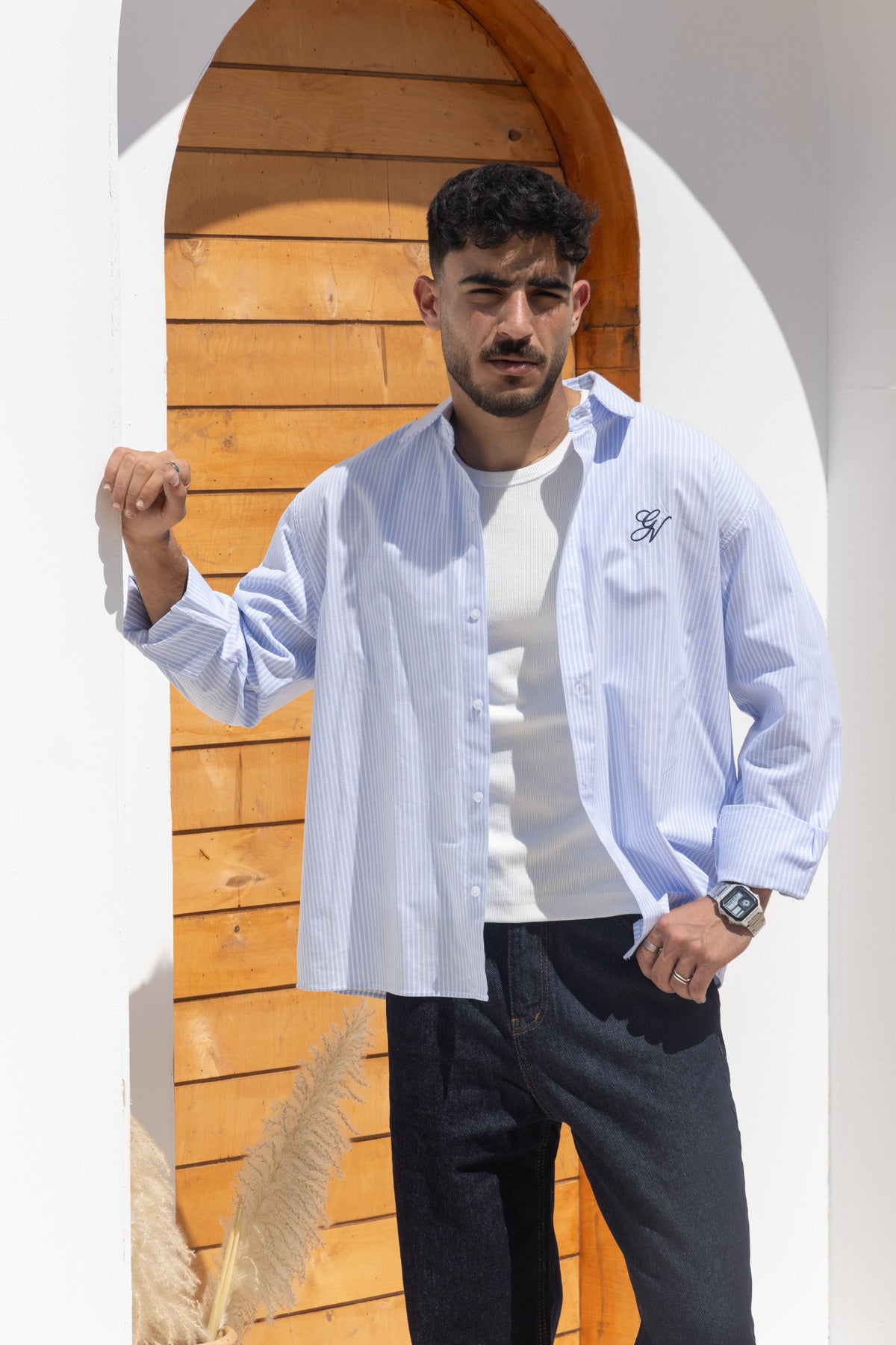 BOXY FIT STRIPED OXFORD SHIRT