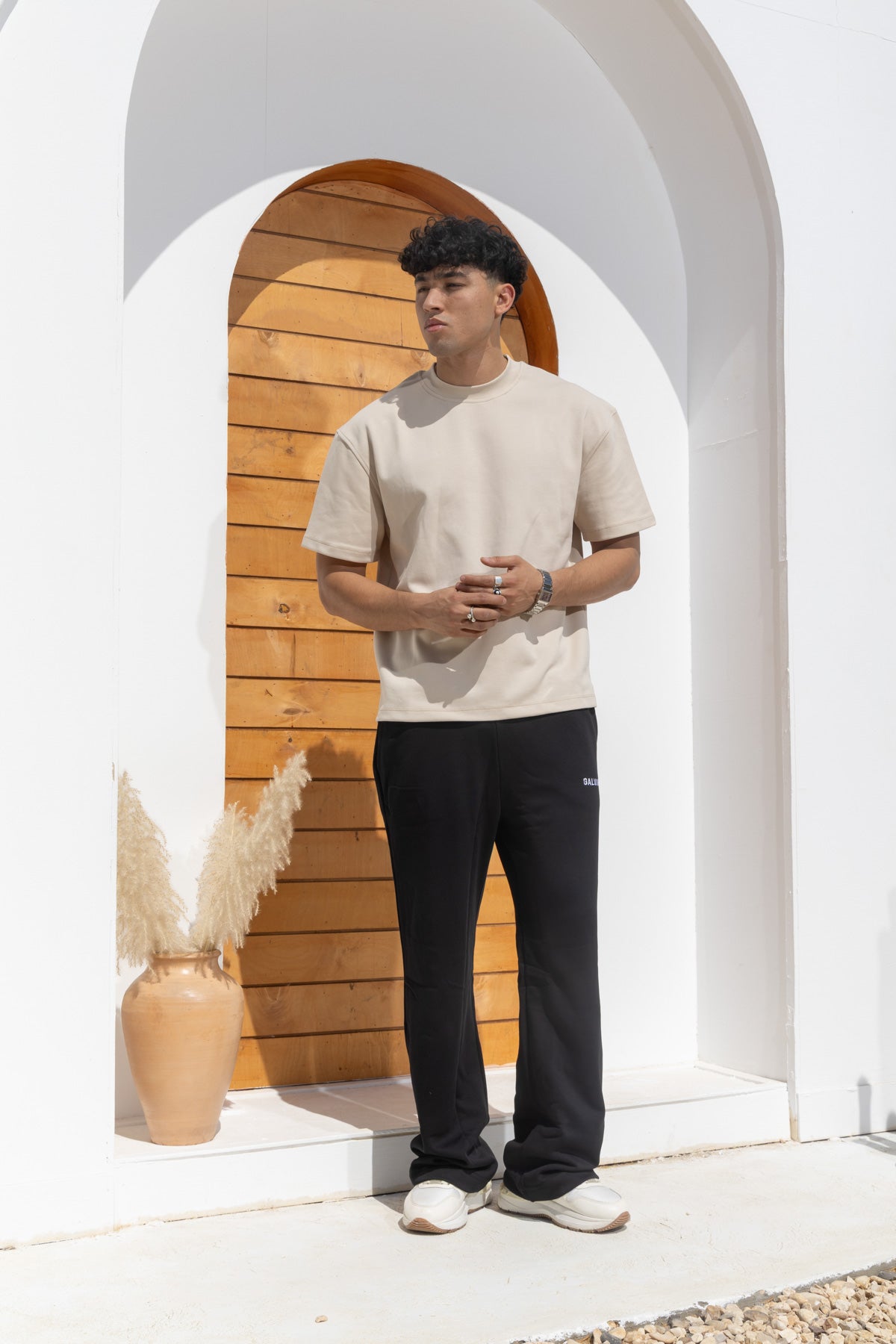 Regular fit beige T-shirt