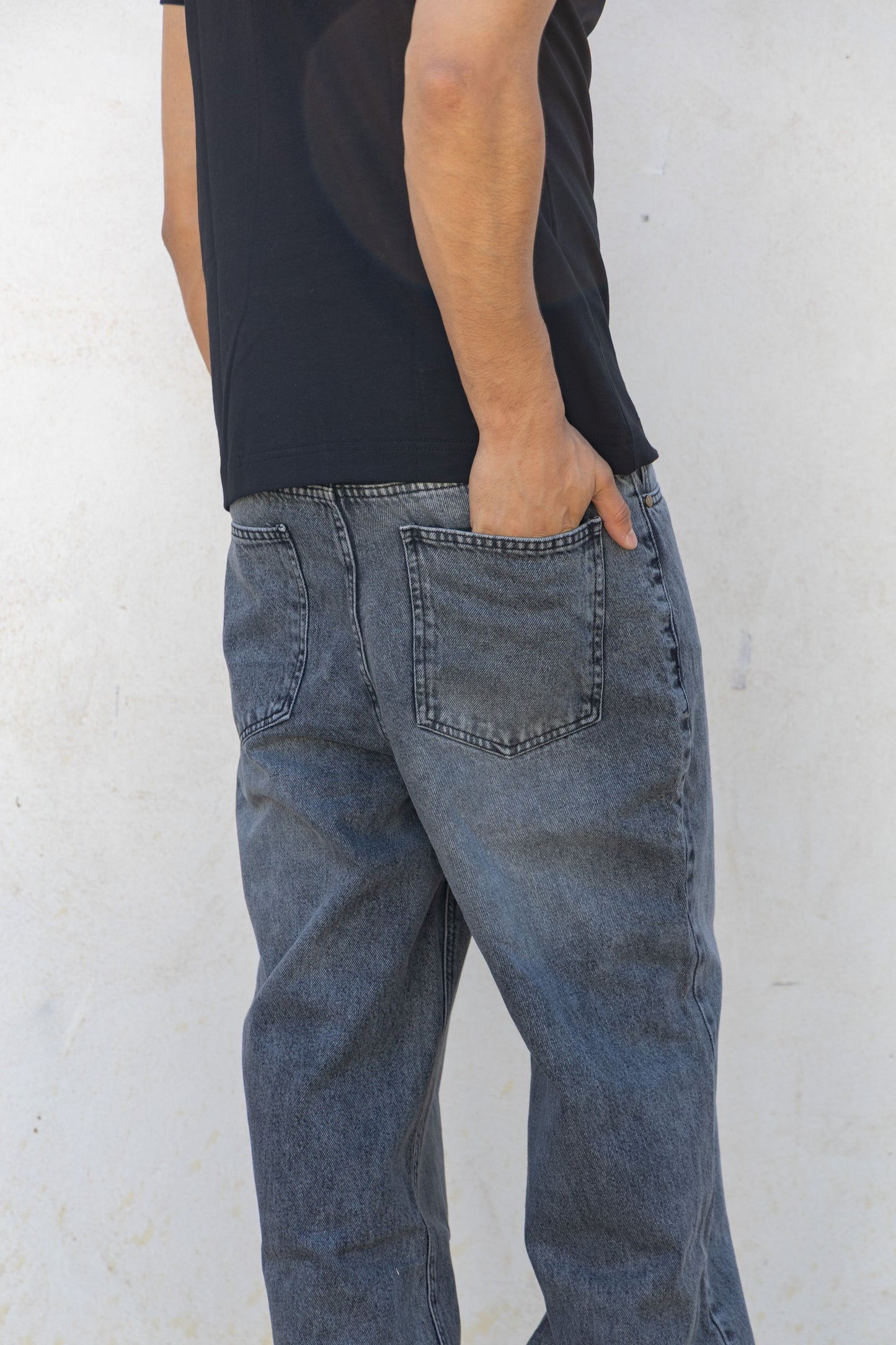 Unisex Grey Wide Leg Jeans
